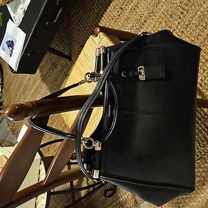COACH MADISON  BLACK LEATHER CAROLINE SATCHEL(LARGE)/ Not An Outlet Bag.